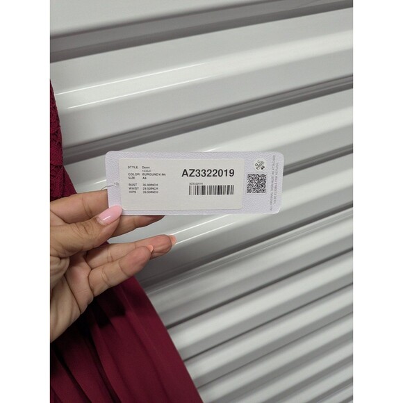 Azazie Demi Size 8 (A8) Burgundy A-Line One Shoulder Chiffon Dress x1-16 - Picture 9 of 10